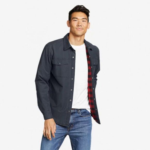NWOT Eddie Bauer Men's Bluish Gray Storm Voyager Fleece-Lined Jacket, Large - Picture 1 of 8